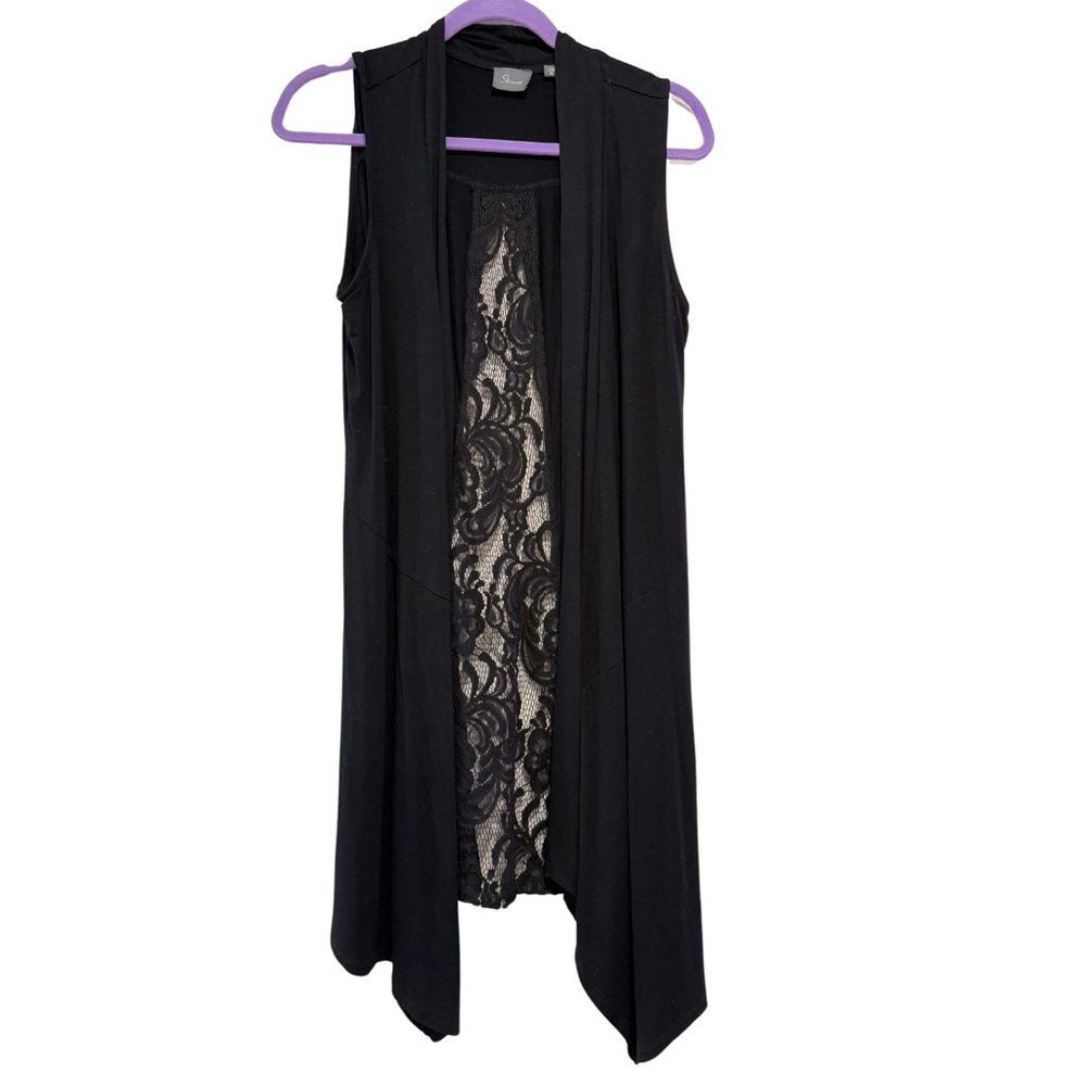 Strazzi Black Lace Long Vest Top